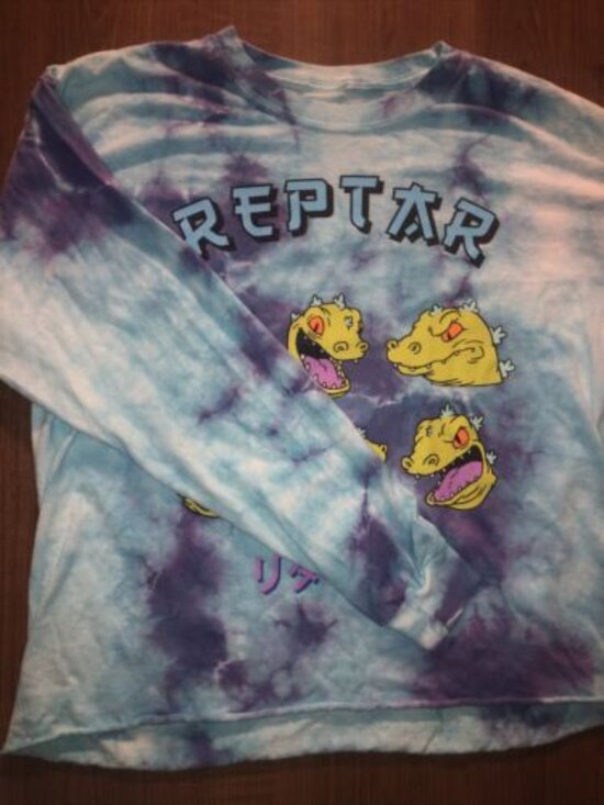 Nickelodeon Rugrats Reptar Retro 90s Tie Dye Long Sleeve Shirt Large Pullover - Picture 2 of 7